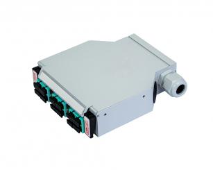 LWL Hutschienenspleißverteiler mit 6 Stck SC duplex Kupplung MM mit SC Pigtails, OM3 spleißfertig 