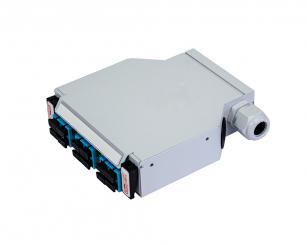 LWL Hutschienenspleißverteiler mit 6 Stck SC duplex Kupplung SM mit SC Pigtails, OS2 spleißfertig 